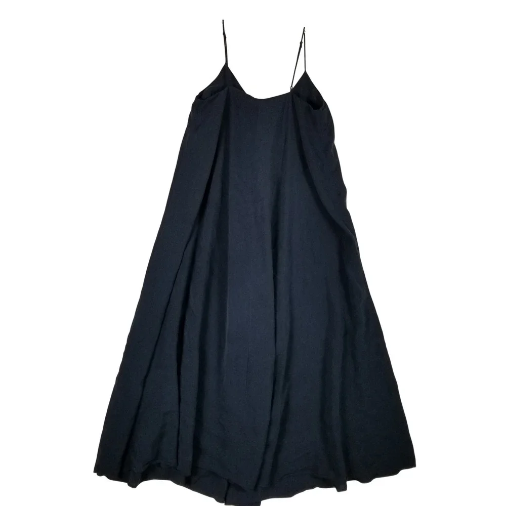 Zara Maxi Dress Women Medium Black V-Neck Spaghetti Strap Modal Blend A-Line